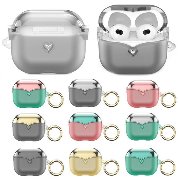 For AirPods Pro 2 2pcs One-piece Plating TPU Soft Shell Protective Case(Transparent Black+Silver)