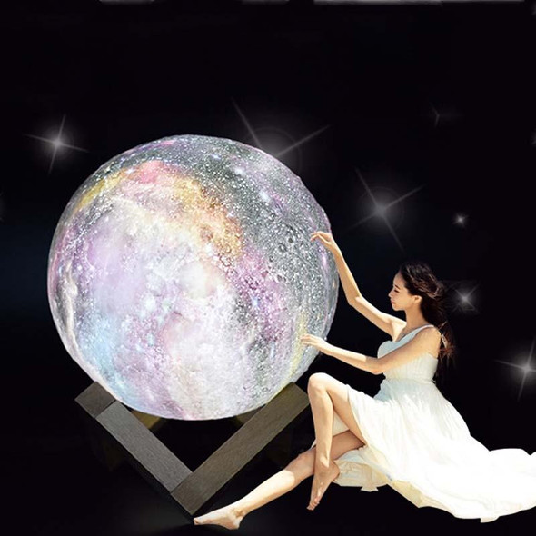 1W 3D Moon Lamp Children Gift Table Lamp Painted Starry Sky LED Night Light, Light color: 10cm Remote Control 16-colors