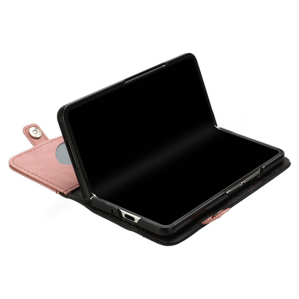 For Samsung Galaxy Z Fold 3 5G Side Buckle Double Fold Leatherette Phone Case(Pink)