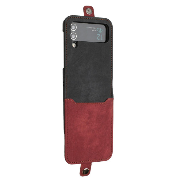 For Samsung Galaxy Z Flip 3 5G Side Buckle Double Fold Leatherette Phone Case(Red)