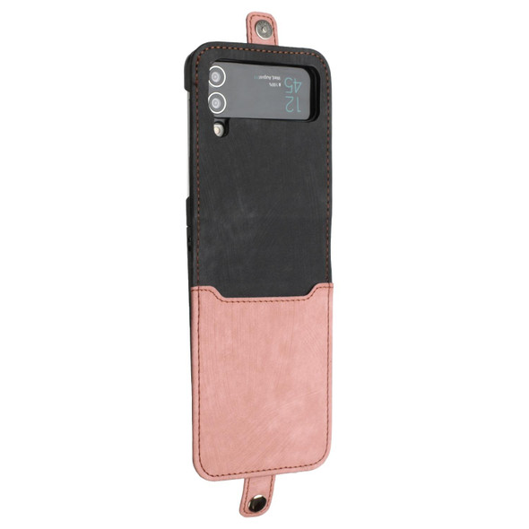 For Samsung Galaxy Z Flip 4 5G Side Buckle Double Fold Leatherette Phone Case(Pink)