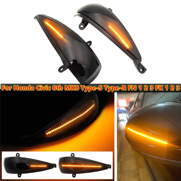 1 Pair For Honda Civic 2006-2011 Car Dynamic LED Turn Signal Light Rearview Mirror Flasher Water Blinker (Transparent Black)