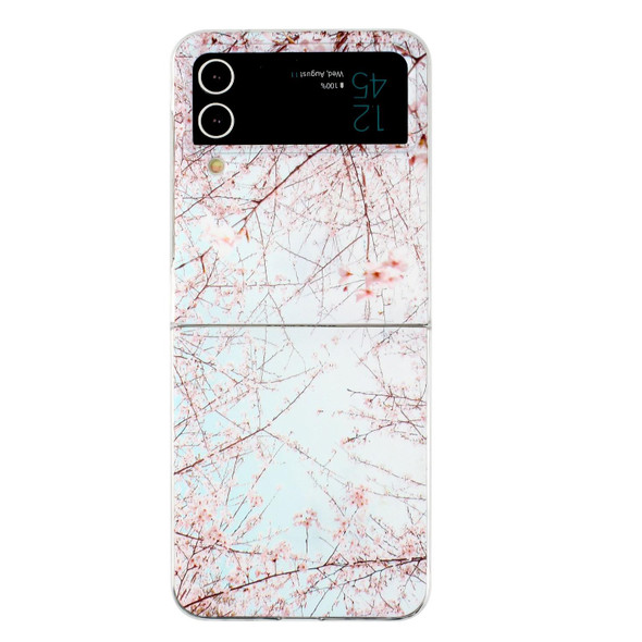 For Samsung Galaxy Z Flip 3 5G Foldable Colored Drawing PC Phone Case(Cherry Blossoms)