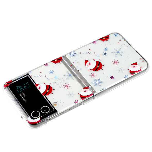 For Samsung Galaxy Z Flip 3 5G Foldable Christmas Colored Painting PC Phone Case(Snowflake Santa)