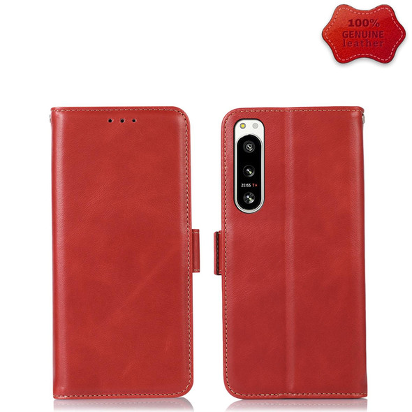 For Sony Xperia 5 IV Crazy Horse Top Layer Cowhide Leatherette Phone Case(Red)