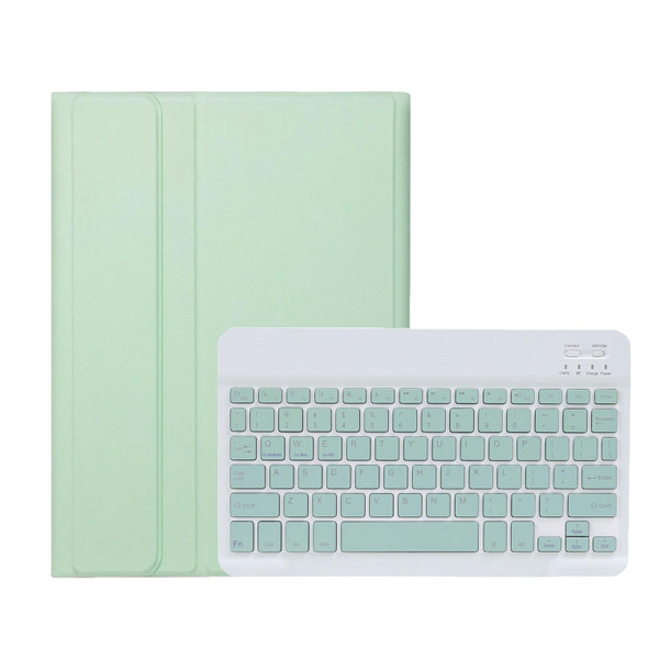 For iPad 10th Gen 10.9 2022 A10B Lambskin Texture Ultra-thin Bluetooth Keyboard Leatherette Tablet Case with Pen Slot(Green)