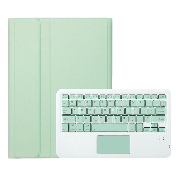 For iPad 10th Gen 10.9 2022 A10B-A Lambskin Texture Bluetooth Touch Keyboard Leatherette Tablet Case with Pen Slot (Green)
