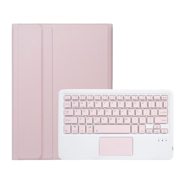 For iPad 10th Gen 10.9 2022 A10B-A Lambskin Texture Bluetooth Touch Keyboard Leatherette Tablet Case with Pen Slot (Pink)