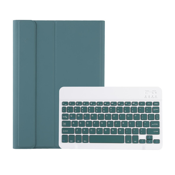 For iPad 10th Gen 10.9 2022 A10B Lambskin Texture Ultra-thin Bluetooth Keyboard Leatherette Tablet Case with Pen Slot(Dark Green)