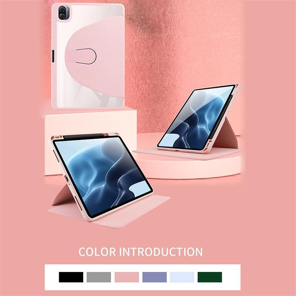 For Xiaomi Pad 5 / 5 Pro Acrylic 360 Degree Rotation Holder Tablet Leather Case(White Ice)