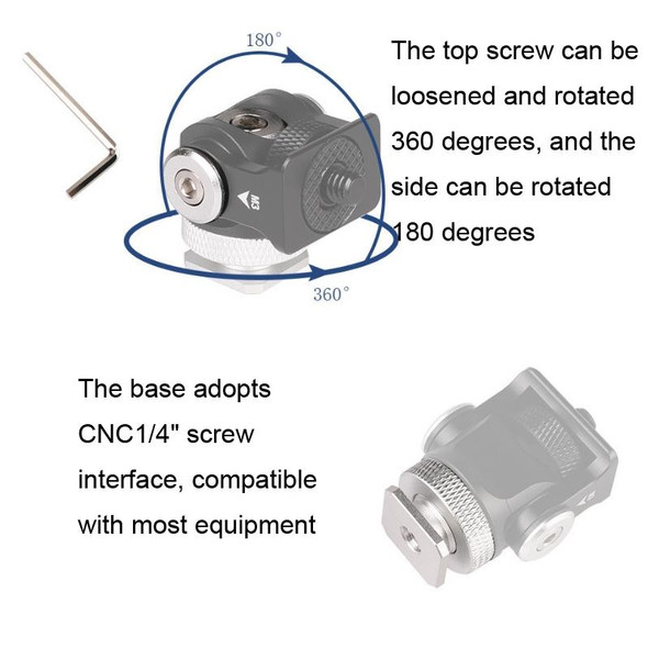 180 Degree Swing Mini Tripod Ball-Head Bracket Cold Shoe Mount 1/4 inch Screw Adapter