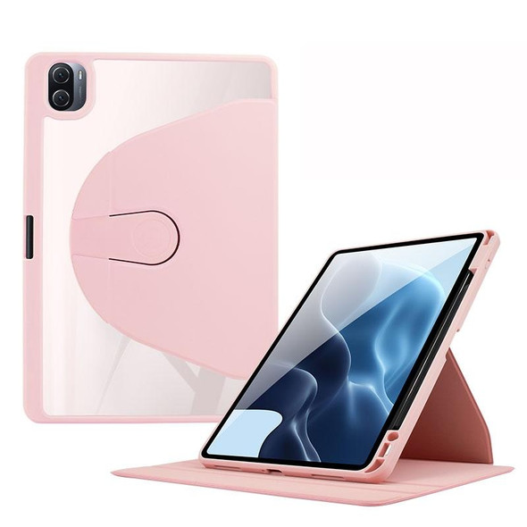 For Xiaomi Pad 5 / 5 Pro Acrylic 360 Degree Rotation Holder Tablet Leather Case(Baby Pink)