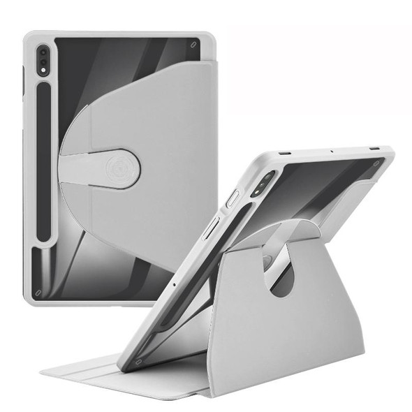 For Samsung Galaxy Tab A 8.0 2019 Acrylic 360 Degree Rotation Holder Tablet Leatherette Case(Grey)