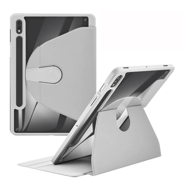 For Samsung Galaxy Tab S8+ / S7+ Acrylic 360 Degree Rotation Holder Tablet Leatherette Case(Grey)