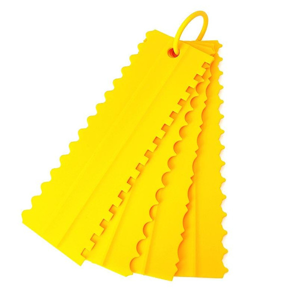 4 PCS / Set Plastic Cream Scraper PP Double Side Sawtooth Baked Cake Flattener(Yellow)