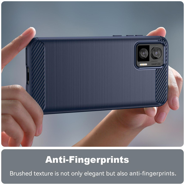 For Motorola Edge 30 Neo Brushed Texture Carbon Fiber TPU Phone Case(Blue)