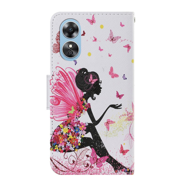 For OPPO A17 Colored Drawing Pattern Leatherette Phone Case(Dancing Girl)