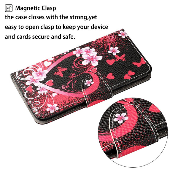 For OPPO Reno8 Colored Drawing Pattern Leatherette Phone Case(Red Heart)