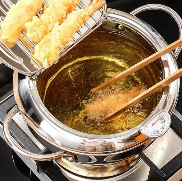 304 Stainless Steel Fryer Pot Household Temperature-controlled Multifunctional Thickening Pot, Size:20cm