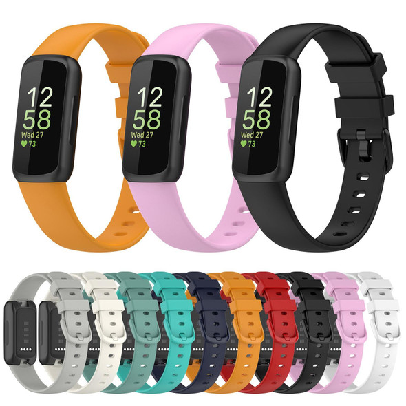 For Fitbit Inspire 3 Solid Color Silicone Watch Band, Size:L(Rock Gray)