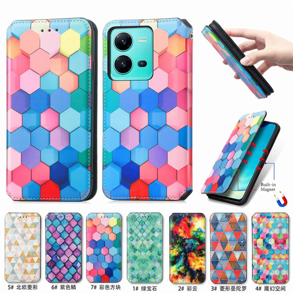 For vivo V25 CaseNeo Colorful Magnetic Leather Phone Case(Emerald)