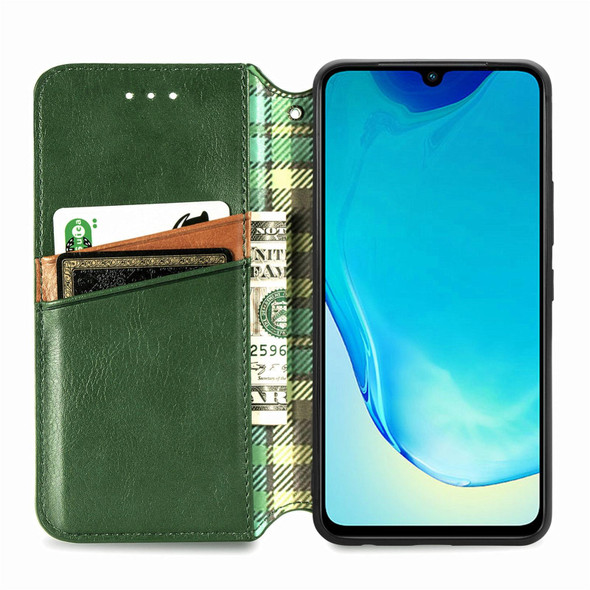 For vivo V25 Cubic Grid Pressed Magnetic Leather Phone Case(Green)