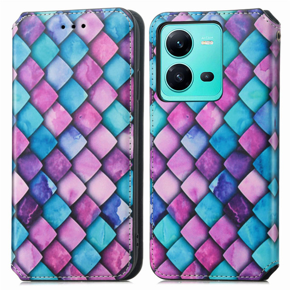 For vivo V25 CaseNeo Colorful Magnetic Leather Phone Case(Purple Scales)