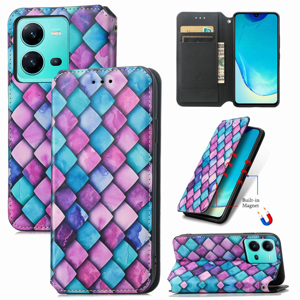 For vivo V25 CaseNeo Colorful Magnetic Leather Phone Case(Purple Scales)