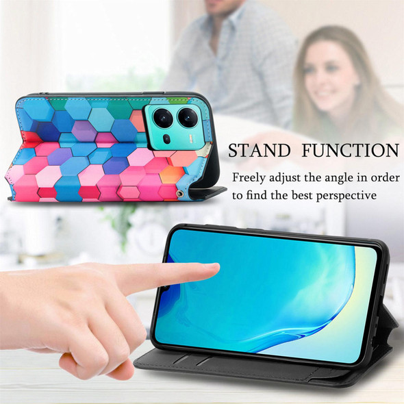 For vivo V25 CaseNeo Colorful Magnetic Leather Phone Case(Colorful Cube)