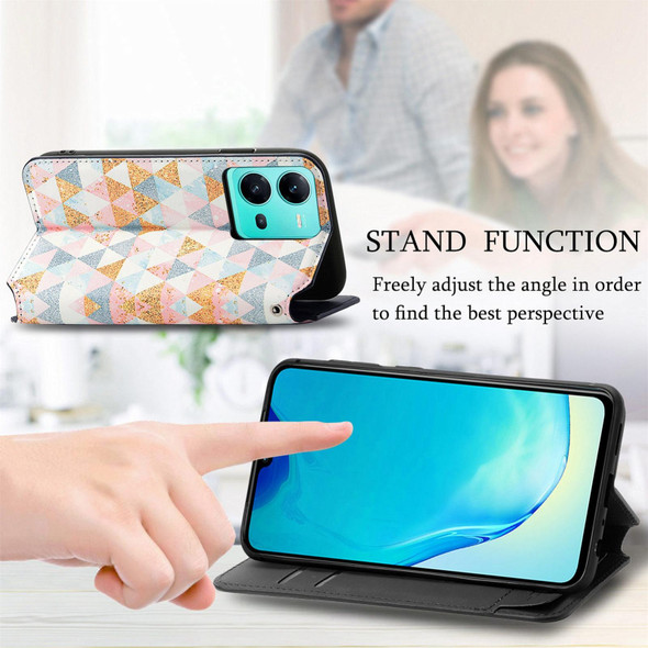 For vivo V25 CaseNeo Colorful Magnetic Leather Phone Case(Rhombus)
