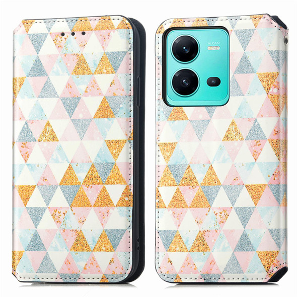 For vivo V25 CaseNeo Colorful Magnetic Leather Phone Case(Rhombus)