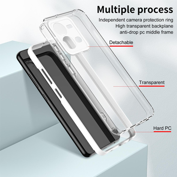 For vivo V25 5G / V25e 4G 3 in 1 Clear TPU Color PC Frame Phone Case(White)