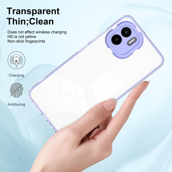 For Xiaomi Redmi A1 3 in 1 Clear TPU Color PC Frame Phone Case(Purple)