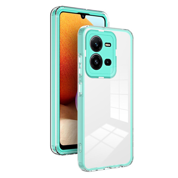 For vivo V25 5G / V25e 4G 3 in 1 Clear TPU Color PC Frame Phone Case(Light Green)