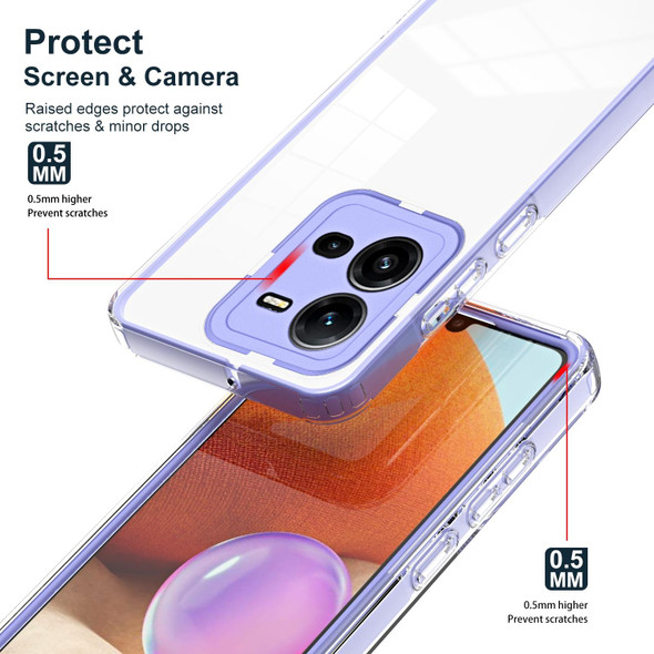 For vivo V25 5G / V25e 4G 3 in 1 Clear TPU Color PC Frame Phone Case(Purple)