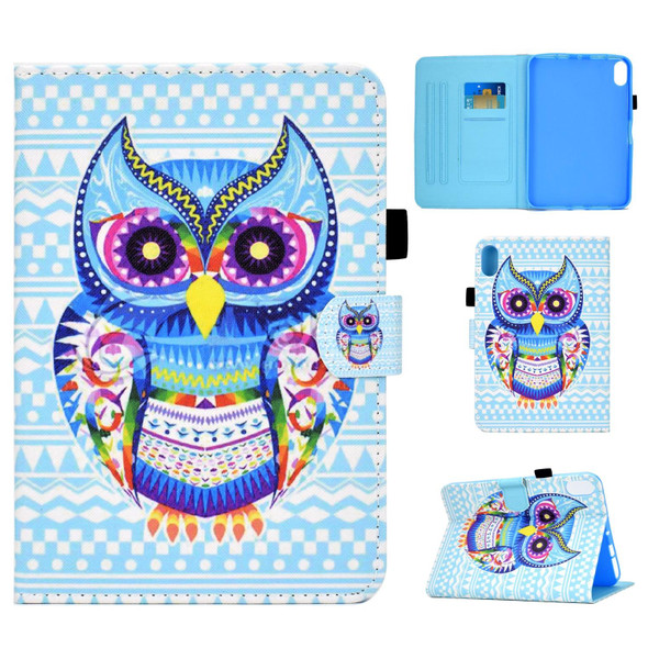 For iPad 10th Gen 10.9 2022 Colored Drawing Stitching Smart Leatherette Tablet Case(Colored Owl)