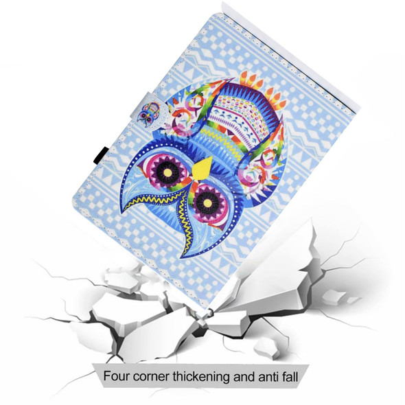 For iPad 10th Gen 10.9 2022 Colored Drawing Stitching Smart Leatherette Tablet Case(Colored Owl)
