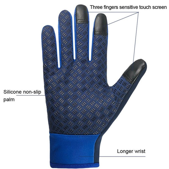 Winter Outdoor Riding Sports Waterproof Touch Screen Glove, Size: XL(H041 Blue)