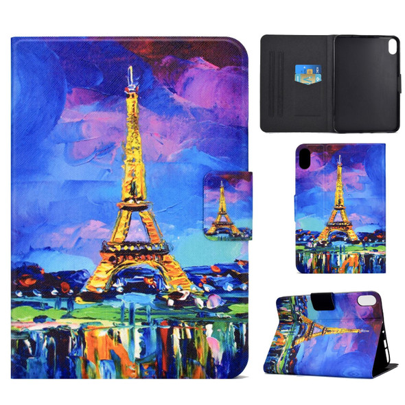 For iPad 10th Gen 10.9 2022 Electric Pressed Colored Drawing Smart Leatherette Tablet Case(Eiffel Tower)