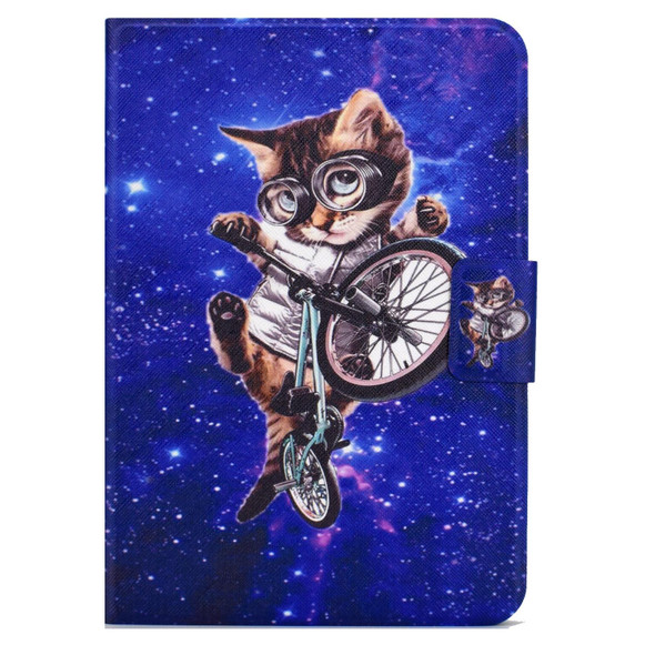 For iPad 10th Gen 10.9 2022 Electric Pressed Colored Drawing Smart Leatherette Tablet Case(Glasses Cat)