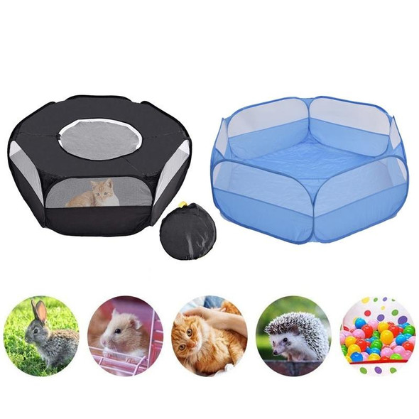 Folded Small Pet Fence Outdoor Workout Game Crawling Small Animal Tent, Specification With Cover and Side Cloth (Black)