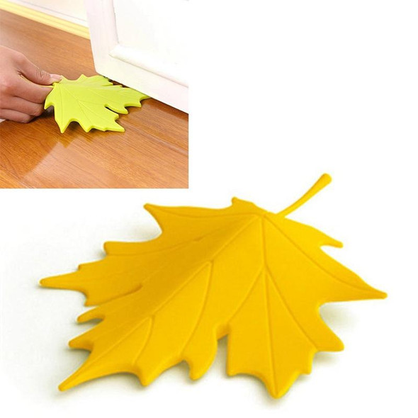 Maple Autumn Leaf Style Home Decor Finger Safety Door Stop Stopper(Yellow)