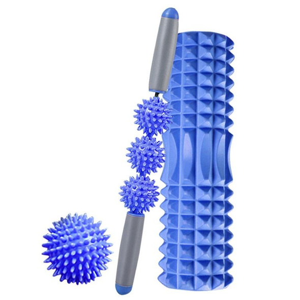 3 in 1 Eva Foam Roller Hollow Muscle Relaxation Roller Yoga Column Set, Length:  33cm (Blue Crescent)