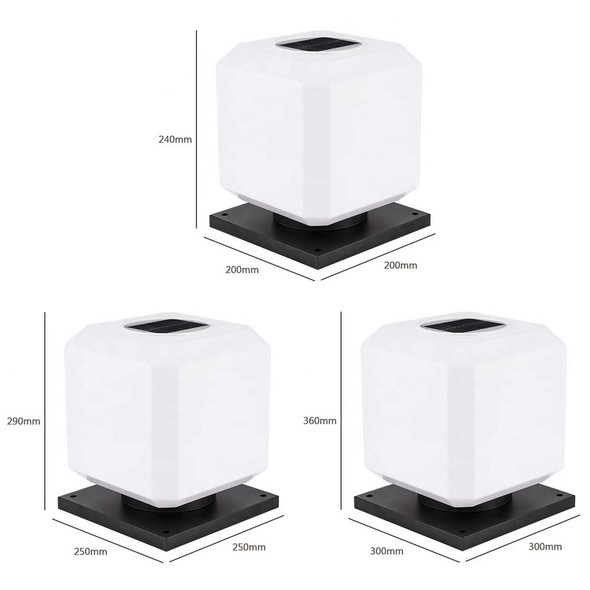 003 Solar Square Outdoor Post Light LED Waterproof Wall Lights, Size: 25cm (Tricolor Light)