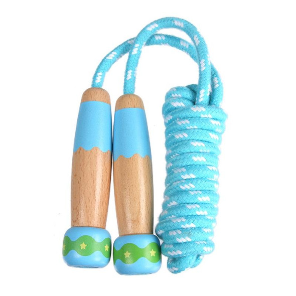 Wooden Children Skipping Rope Kindergarten Pupils Beginners Adjustable Skipping Rope, Length: 2.7m(Blue)