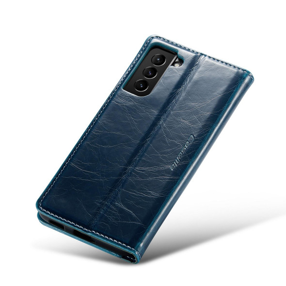 For Samsung Galaxy S21 5G CaseMe 003 Crazy Horse Texture Leatherette Phone Case(Blue)