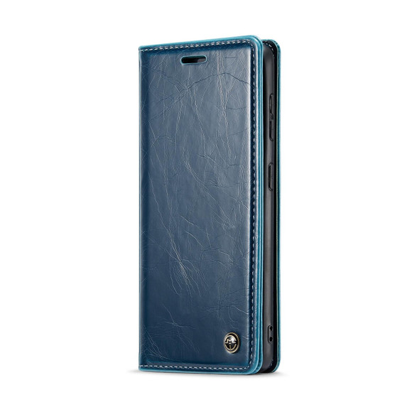 For Samsung Galaxy S21+ 5G CaseMe 003 Crazy Horse Texture Leatherette Phone Case(Blue)