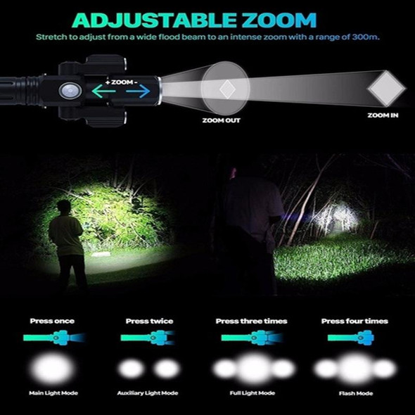 3 Lamp Holder Strong Light Flashlight Highlight Waterproof Hand-Held Outdoor Lighting Night Riding Flashlight