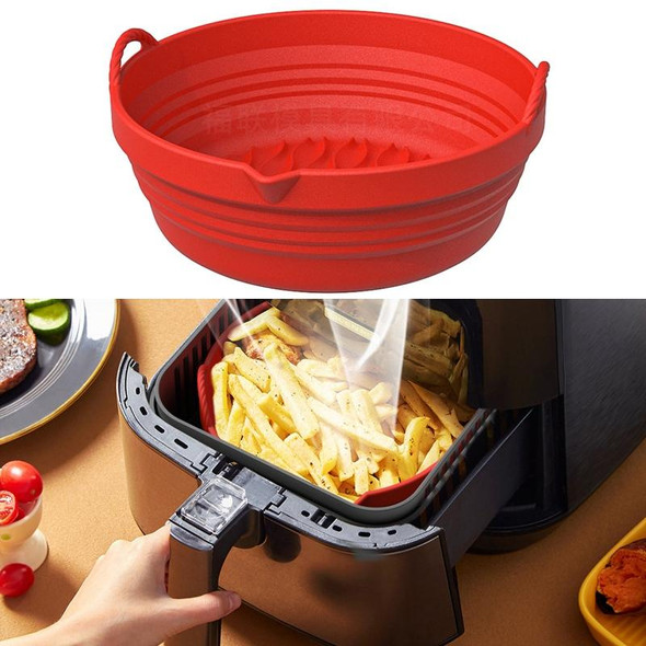 Air Fryer Silicone Baking Tray Folding Cake Baking Tray Baking Pad, Size: 8.5 Inches(Red)