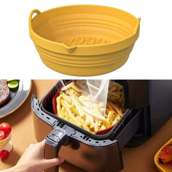 Air Fryer Silicone Baking Tray Folding Cake Baking Tray Baking Pad, Size: 8.5 Inches(Yellow)